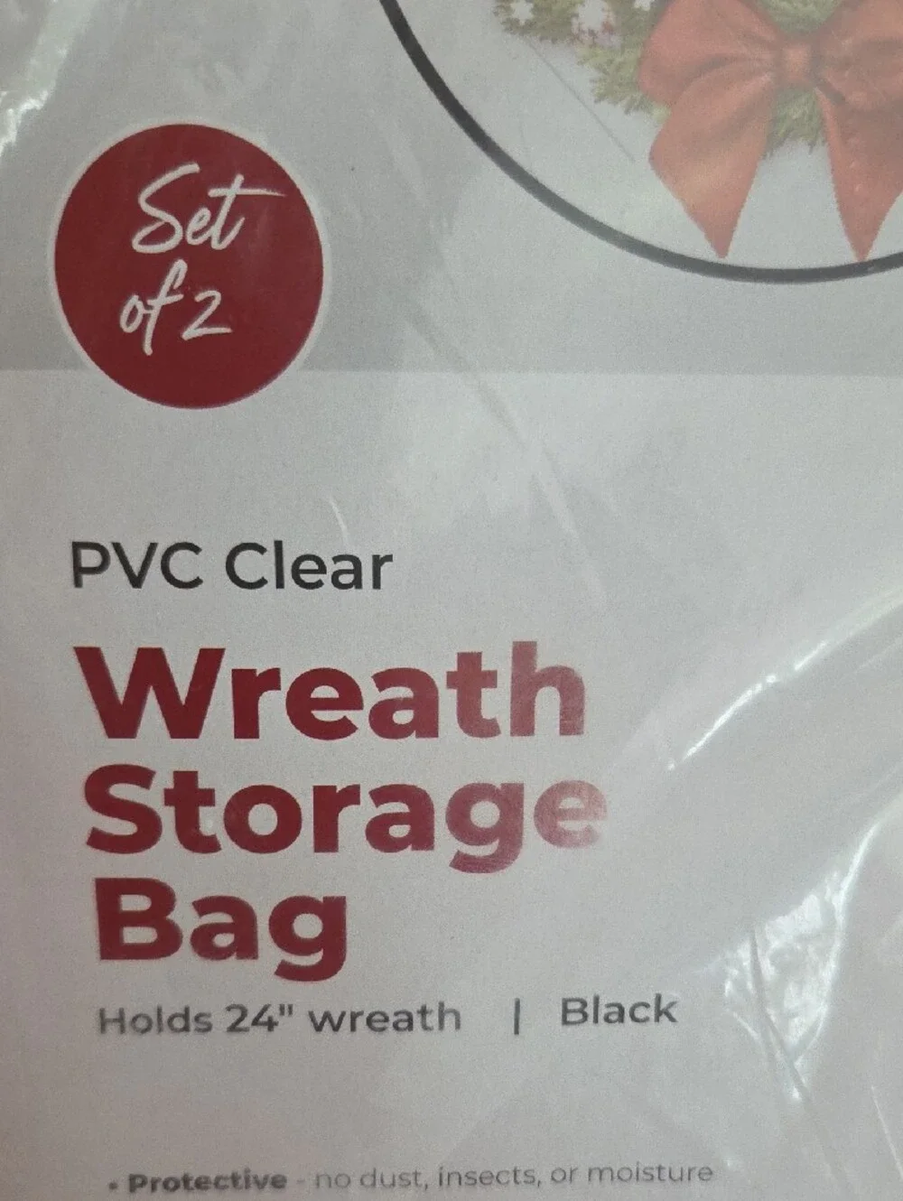 Wreath Storage Bags Set Of 2 - Black, Waterproof, 24
